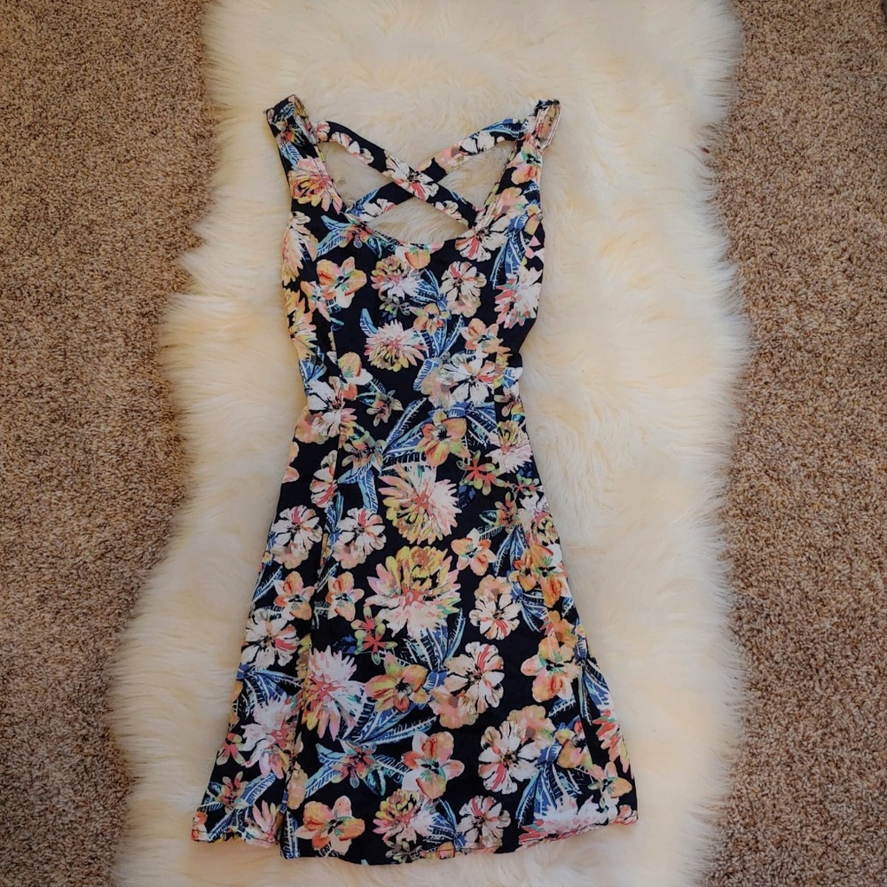 Vibrant Floral Crossback Summer Dress